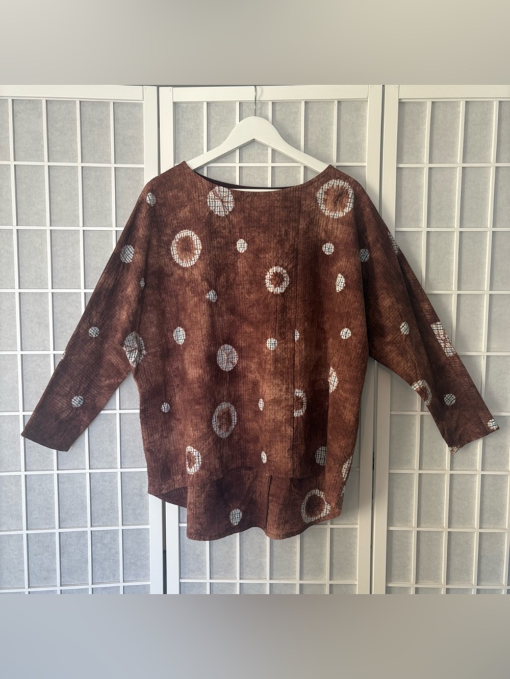 BABETTE 100% Cotton Shibori Died Dolman Sleeve Top ONE SIZE NEW